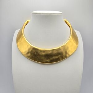 Givenchy Goldtone Choker Collar Necklace 1980s Chunky Couture Runway Mogul Vtg